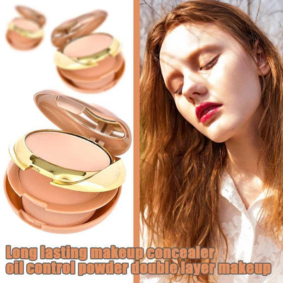 Nature Full Coverage Face Powder Long Lasting Waterproof Powder Face Up New Make Tools Compact Pressed Foundation double Layer