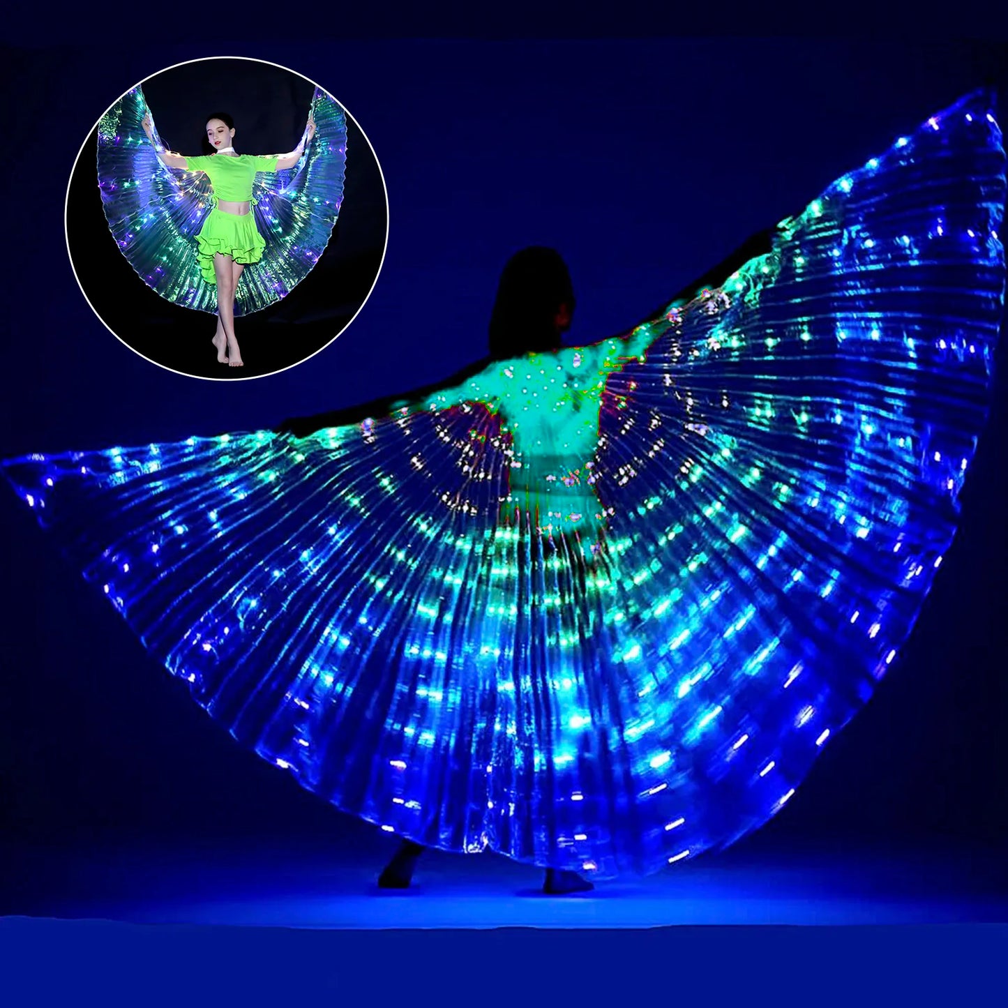 LED Angel Wings Light Up Butterfly Cape Colorful Butterfly Wings Lightweight Portable Belly Dance Costumes Wings for Adults Kids