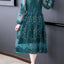 2024New Summer Mesh Floral Embroidery O-neck Flare Sleeve Dress Women Big Swing Patchwork Pleated Dresses Plus Size 4xl