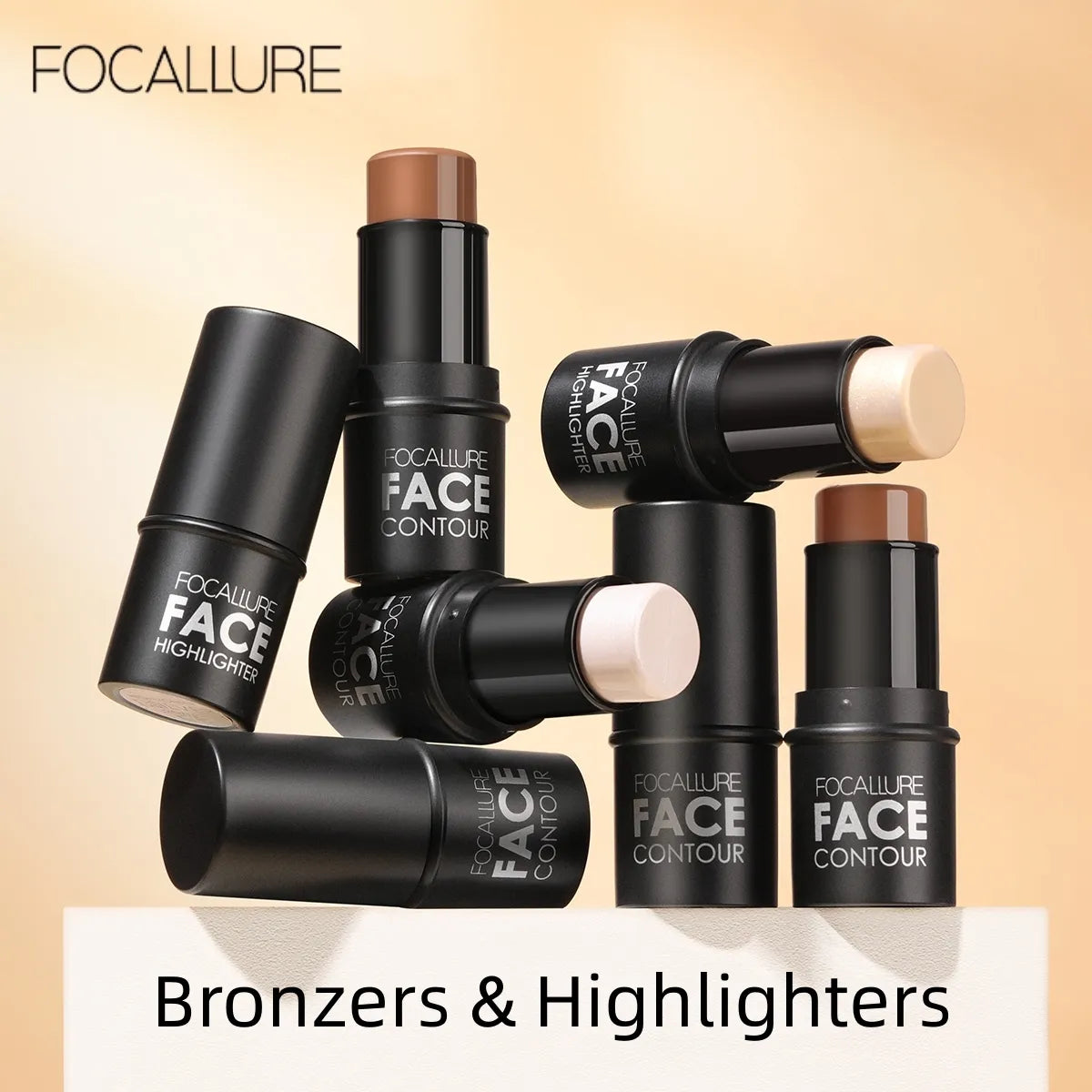 FOCALLURE Face Bronzers Highlighter Contour Stick Waterproof Lightweight Shimmer Highlighters Blush Illuminator Makeup Cosmetics