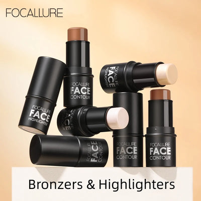 FOCALLURE Face Bronzers Highlighter Contour Stick Waterproof Lightweight Shimmer Highlighters Blush Illuminator Makeup Cosmetics