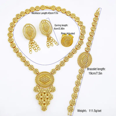 Elegant Gold Color Jewelry Set For Women Fashion 18K Gold Plated Ethiopian Jewelry Necklace Set Wedding Party Accessories Gift