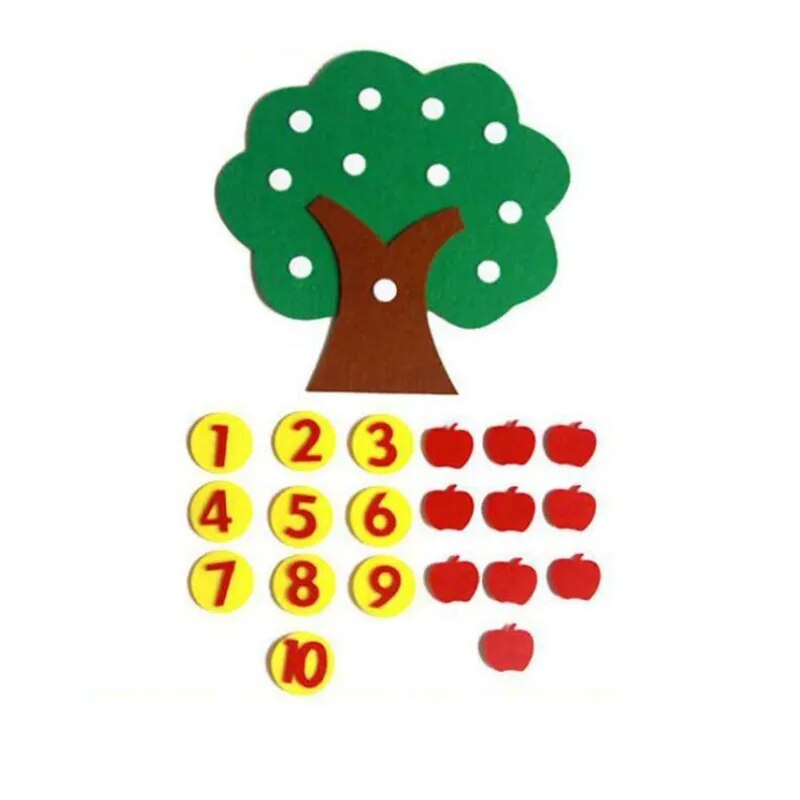 Felt non-woven DIY Toys Children's Puzzle Handmade Carrot Apple Tree Match Digital Teaching Aids Materials Montessori Toys