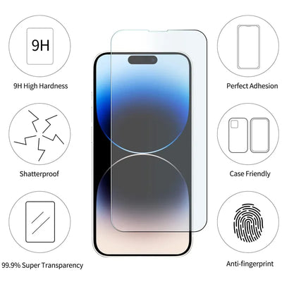 5Pcs Tempered Glass for IPhone 14 13 12 11 Pro Max Screen Protector for IPhone 12Mini 13Mini 7 8 15 Plus SE X XS XR 14Pro Glass