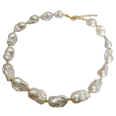 Freshwater Cultured White Keshi Pearl Baroque Pearl Necklace