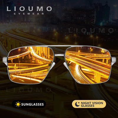 LIOUMO Intelligent Photochromic Sunglasses Men Polarized Night Vision Goggle Women Anti-Glare Driving Glasses UV400 gafas de sol