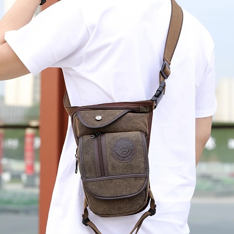 Canvas Drop Leg Bag Outdoor Fanny Pack Unisex Tactical Hip Motorcycle Bike Shoulder Cycling Multi-Pocket Casual Waist Waterproof