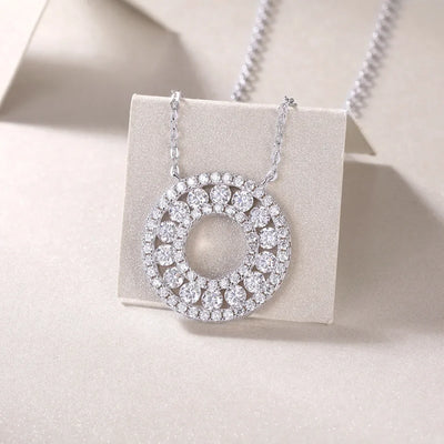 EWYA Real 1.4cttw Full D Color Moissanite Pendant Necklace for Women S925 Silver Pass Diamond Test Round Neck Chain Necklaces