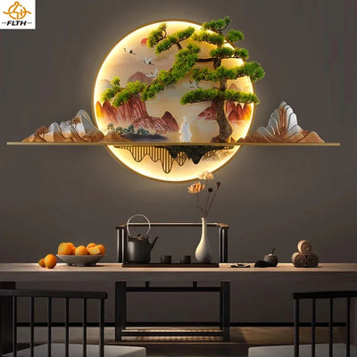 Modern Chinese Wall Picture Light Led Creative 3d Landscape for Home Wall Decor Living Room Study Lamp