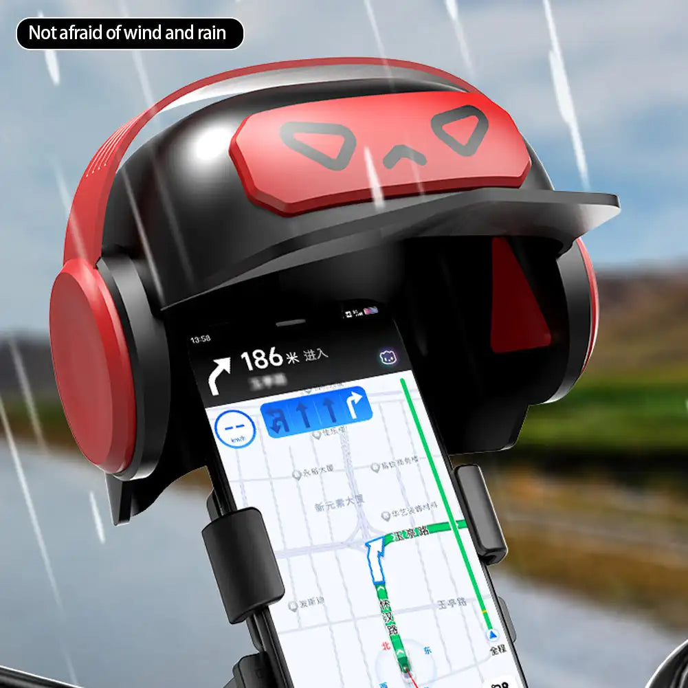 Cartoon Small Helmet Rider Motorcycle Mobile Phone Holder and Electric Bicycle Navigation Phone Holder Waterproof Sunshade