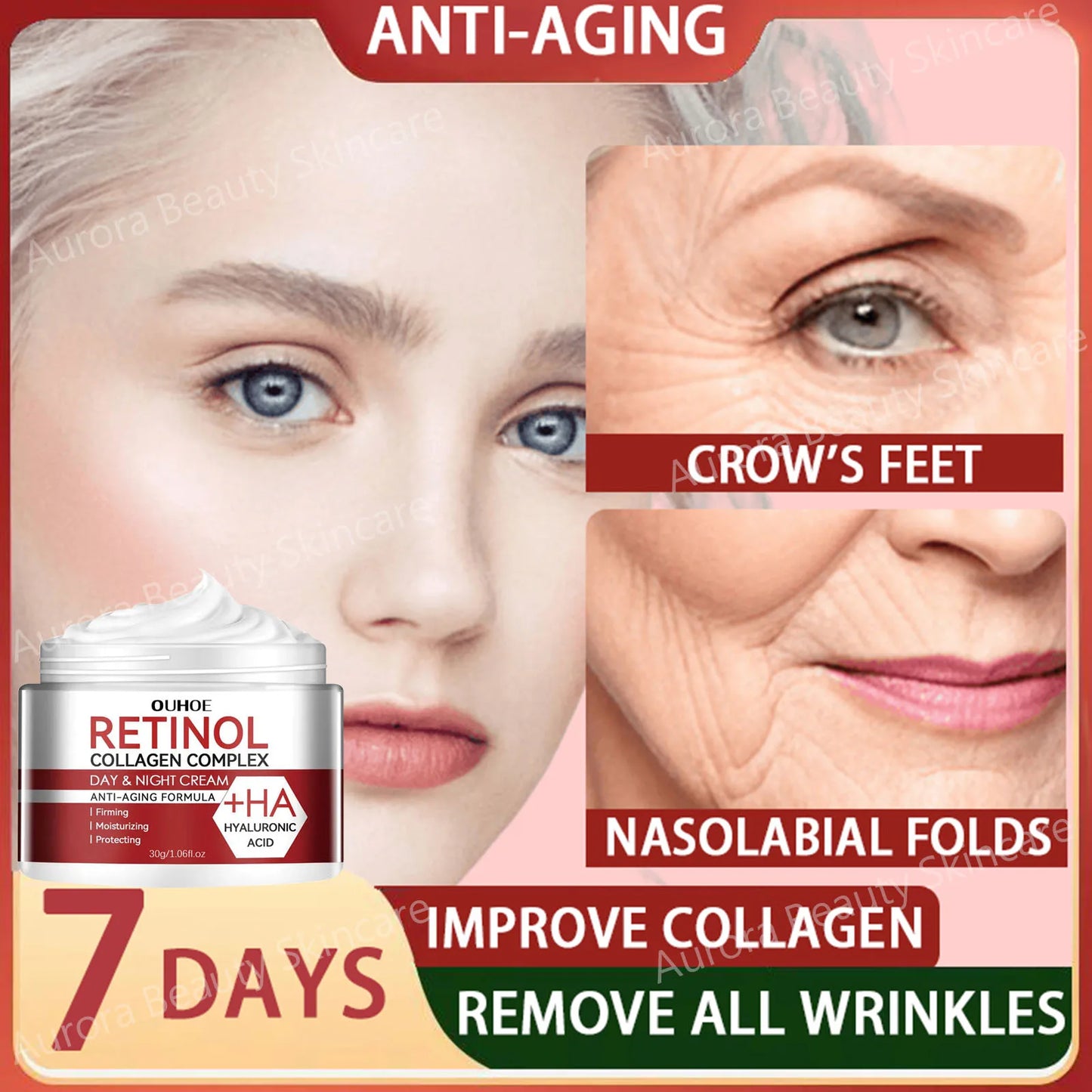 Retinol Lifting Firming Face Cream Remove Wrinkles Anti-Aging Fade Fine Lines Moisturizer Brightening Skin Care Korean Cosmetics