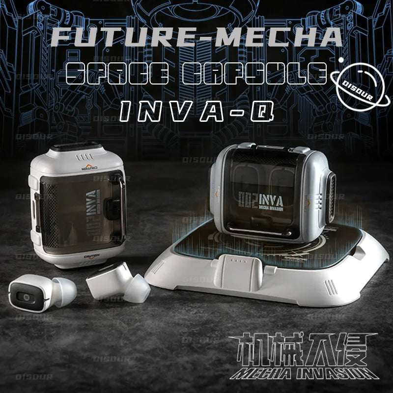 Space Capsule INVA-Q TWS Bluetooth 5.3 Headset FUTURE-MECHA In-Ear Wireless Noise Cancellation Earphone With Wireless Charging