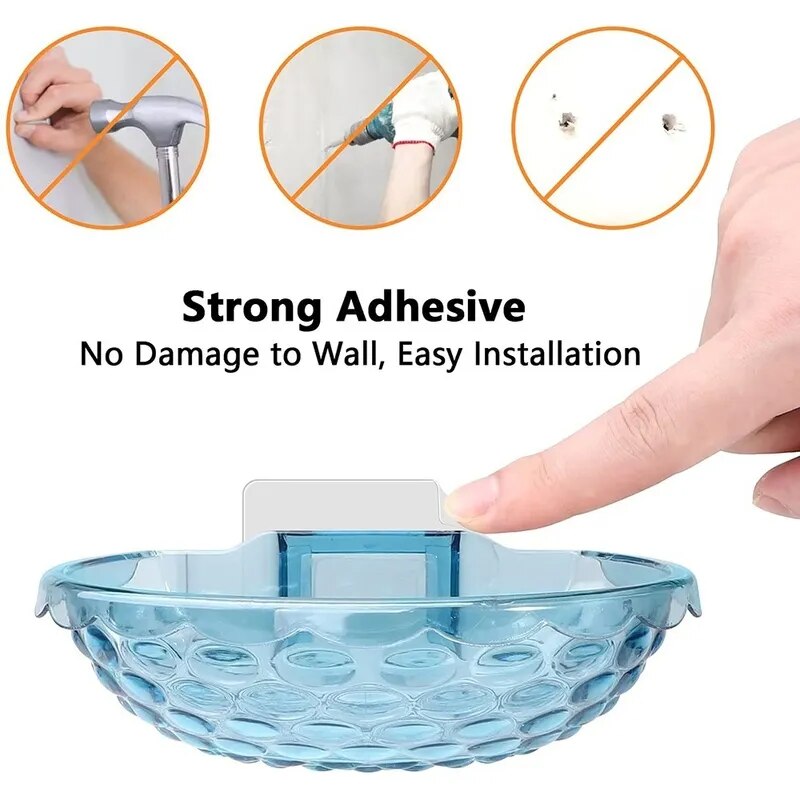 Soap Holder Soap Dishes Sponge Container with Wall Hook for Shower Kitchen Sink Adhesive No Drilling Bathroom Accessories