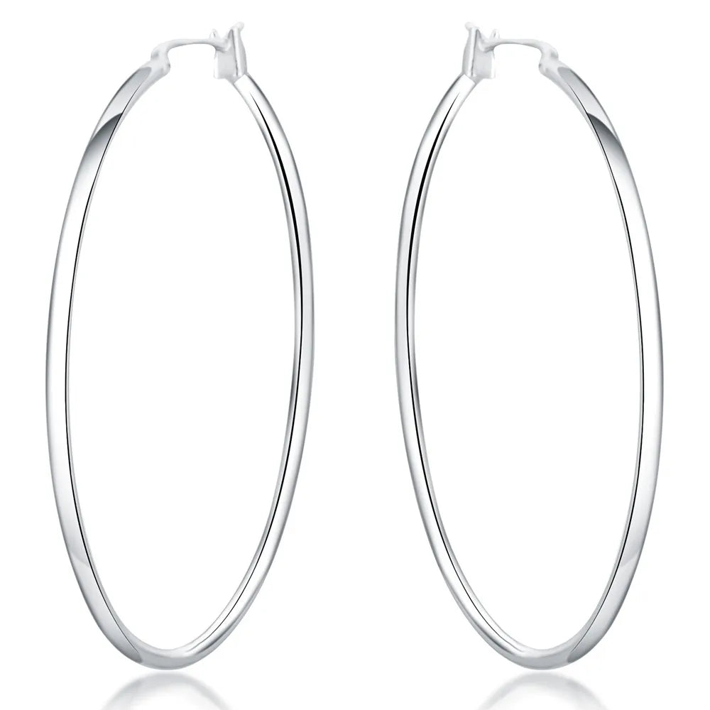 Fashion 925 Sterling Silver 5MM Circle Round Simple Hoop Earrings For Women Wedding Luxury Party Fine Jewelry Christmas