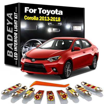 BADEYA 14Pcs Accessories LED Interior Dome Map Trunk Plate Light Kit For Toyota Corolla 2013 2014 2015 2016 2017 2018 Car Bulbs