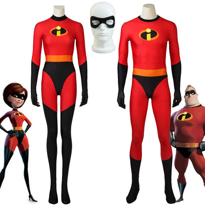 The Incredibles Costume Women Kids Incredibles Adult Child Red Jumpsuit Bodysuit Mask Suit Halloween Party Costumes for Women