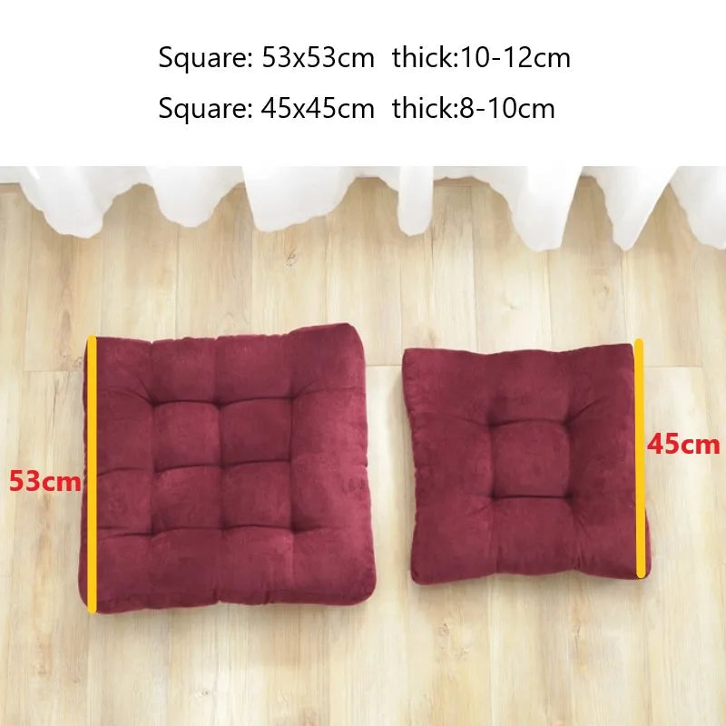 Inyahome Thicken Floor Pillows Seating for Adults Large Solid Square Seat Cushion Pad for Office Dining Chair Soft Pouf Corduroy