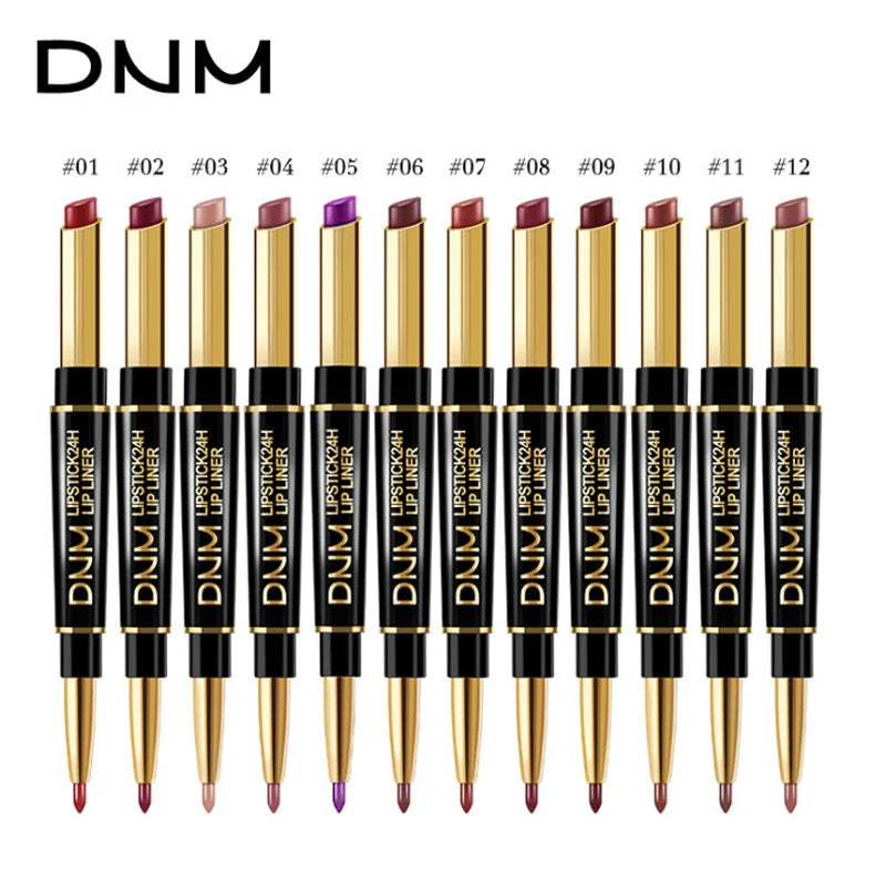 DNM 2 IN 1 Lip Liner Matte Lipstick Pencil Contour Tint Sexy Red Matte Waterproof Long Lasting Moisturizer Lipliner Cosmetics