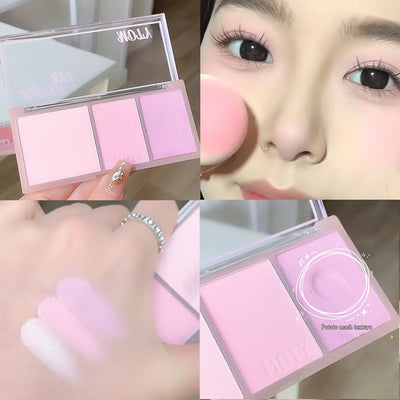 Pink Series 3 Colors Blush Makeup Palette Mashed Potato Texture Matte Cheek Tint Contour Shadow Blusher Cosmetics Rouge Powder