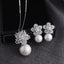 SUGO Classic Fashion Snowflake Zircon with Pearl Earrings Necklaces Jewelry Sets for Elegant Women Dinner Accessories