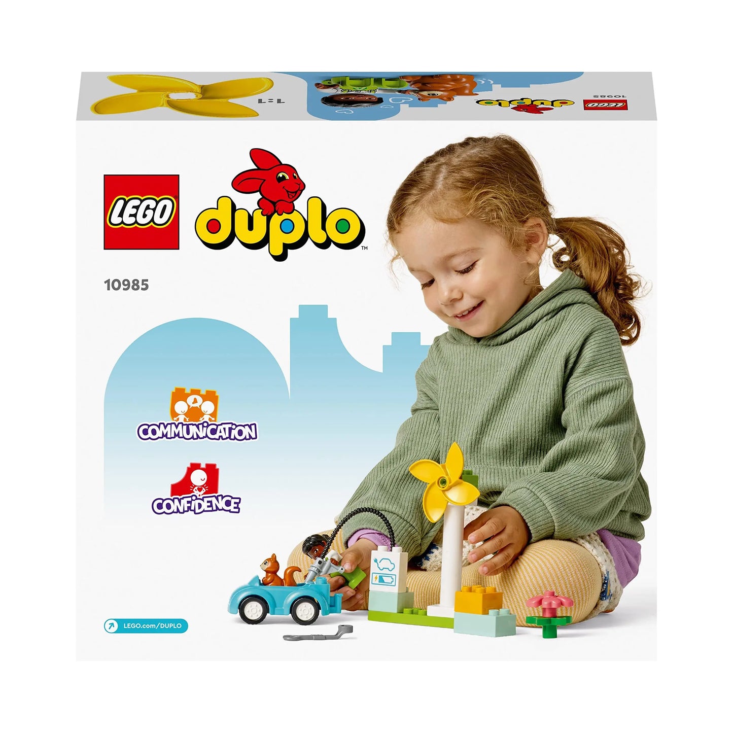 LEGO 10985 Duplo Town Wind Turbine and Electric Car Toy for Girls and Boys from 2 Years Educational Christmas New Year Gift