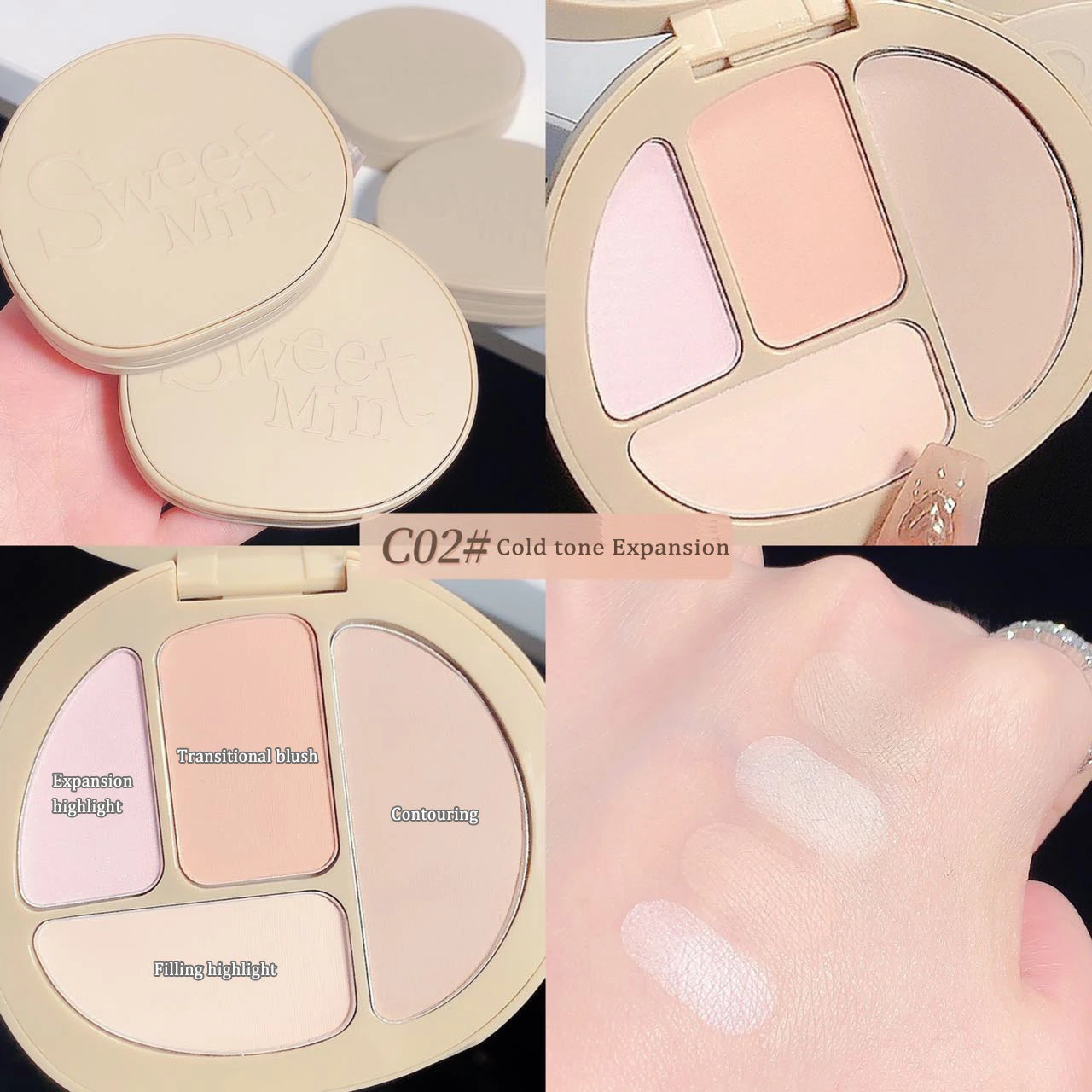 4Color Highlighter Contour Palette illuminator Makeup 3D Bronzer Matte Contour Trimming Powder Expansion Blush Highgloss Palette