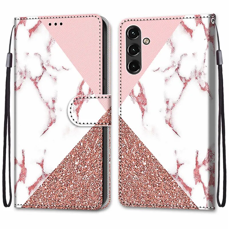 Flower Pattern Flip Case For Samsung Galaxy A14 4G SM-A145F A 14 5G A146B Wallet Leather Phone Cases Stand Book Cover Bags