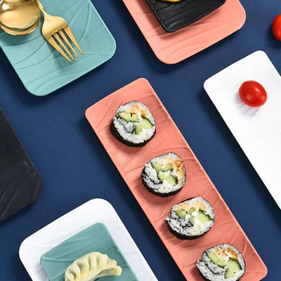 Sushi Plate Useful Wear-resistant Anti-slip Bottom Imitation Ceramic Tea Snack Tray