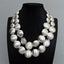 Y·YING 2 Rows Silver Color Plated Brushed Coin Bead Cultured White Coin Pearl Necklace 18"