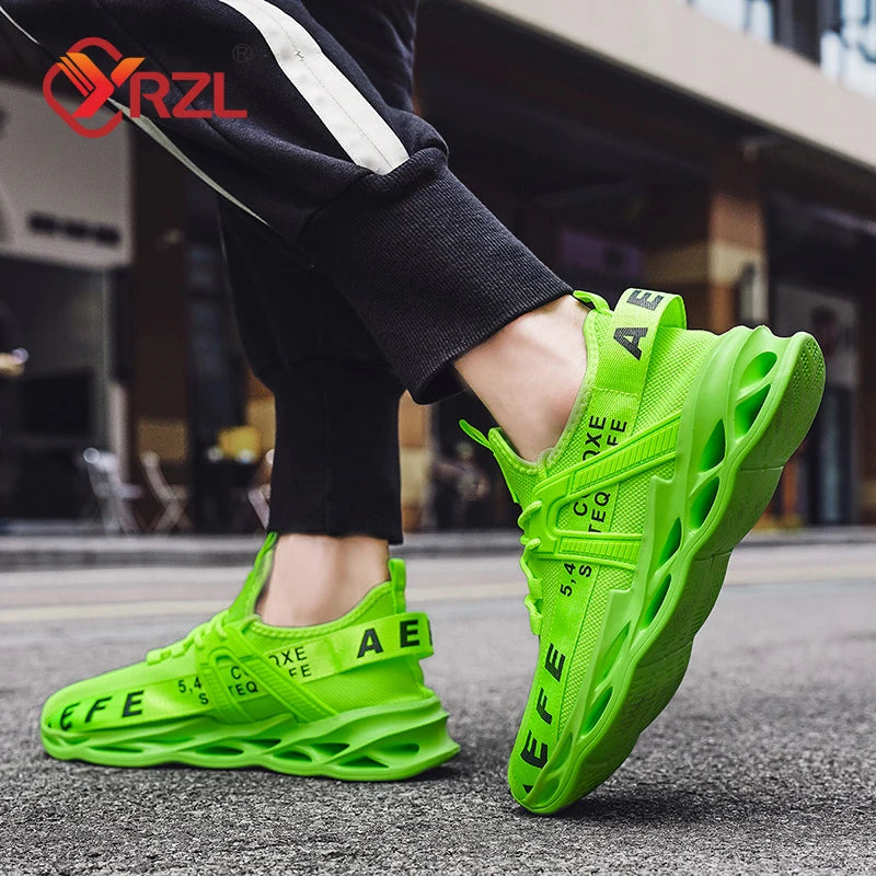 YRZL Men Shoes Breathable Fashion Mesh Running Shoes Man High Quality Comfortable Light Tennis Baskets Athletic Sneakers for Men