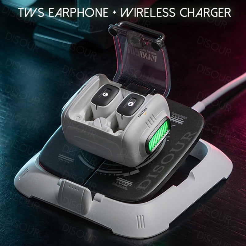 Space Capsule INVA-Q TWS Bluetooth 5.3 Headset FUTURE-MECHA In-Ear Wireless Noise Cancellation Earphone With Wireless Charging