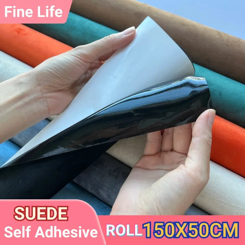 150X50CM Self-adhesive Suede for Car Interior Leather Upholstery Thickened 0.7mm Wear-resistant Four-sided Elastic Suede Wrap