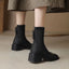 Women's autumn/winter fashion ankle boots Metal button-down elastic and fleece boots with thick heel Chelsea black sock boots