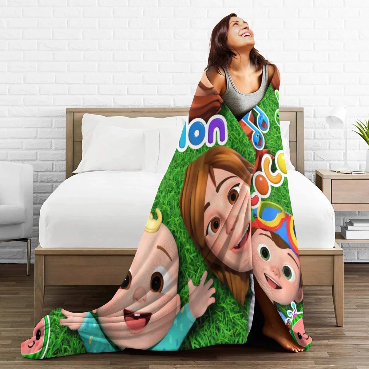 5D-Printed Blanket Cocomelons Flannel Blanket Bed Throw Soft Cartoon Printed Bedspread Bedspread Sofa Gift-00