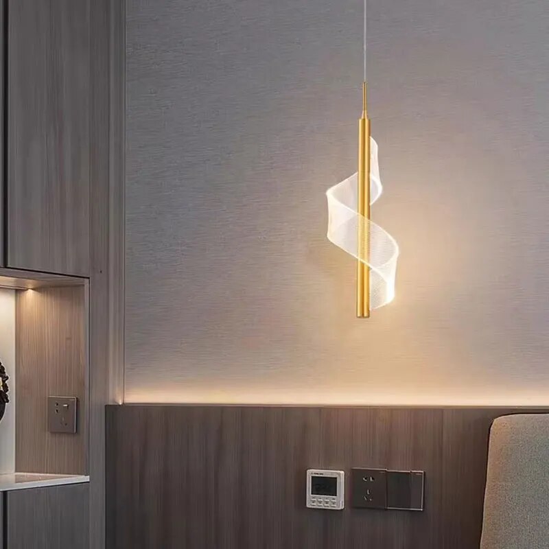 Nordic Spiral LED Pendant Lights Bedside Hanging Lamp Indoor Lighting Bedroom Living Room Home Decoration Modern Acrylic Light