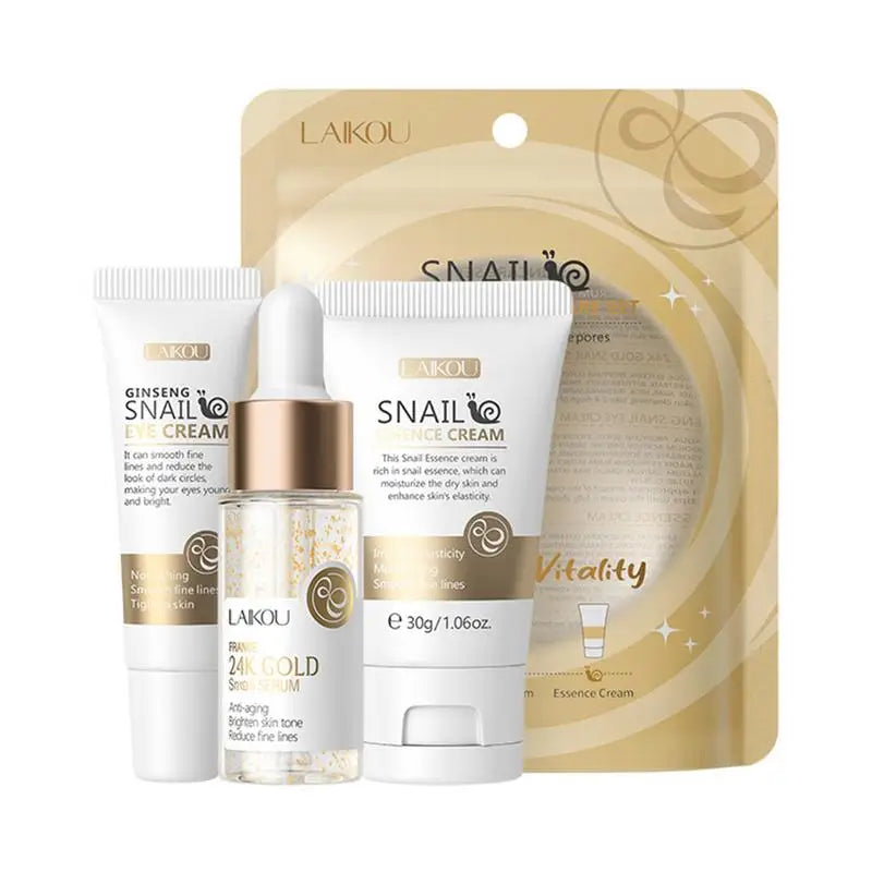 3pcs Snail Anti-aging Skin Care Sets Moisturizing Facial Set Skincare Products Face Cream Facial Serum Face Care Kits