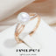 SYOUJYO Luxury Big Pearl Natural Zircon Ring For Women 585 Rose Gold Color Fine Jewelry Gift Original Design