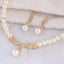 Women's 2 Piece Jewelry Sets One Gold Color Necklace + 1 Pair Earrings Wedding Bridal Pearl Elegant Decoration Pendientes Gifts