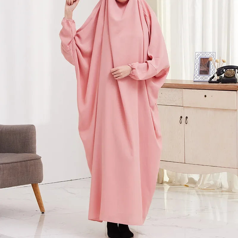 Abaya Muslim Dress Solid Robe Skirt Spring Summer Casual Fashion Elegant Female Clothing Long Sleeve Baotou Dress Set 2024