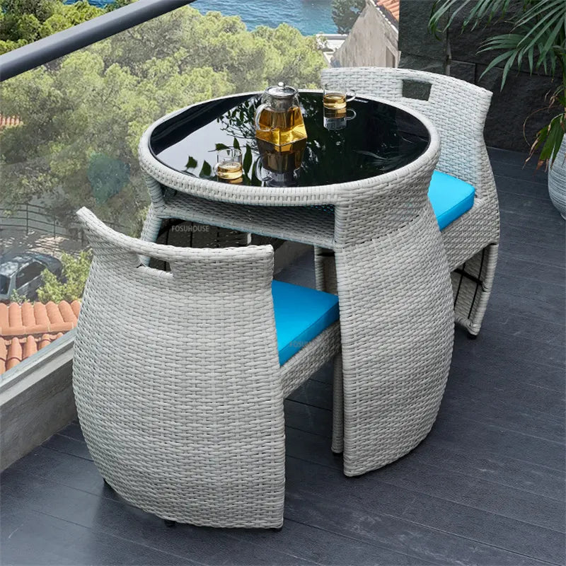 Modern Balcony Small Table and Chair Combination Three-piece Home Garden Outdoor Patio Leisure Rattan Chairs Rattan Furniture