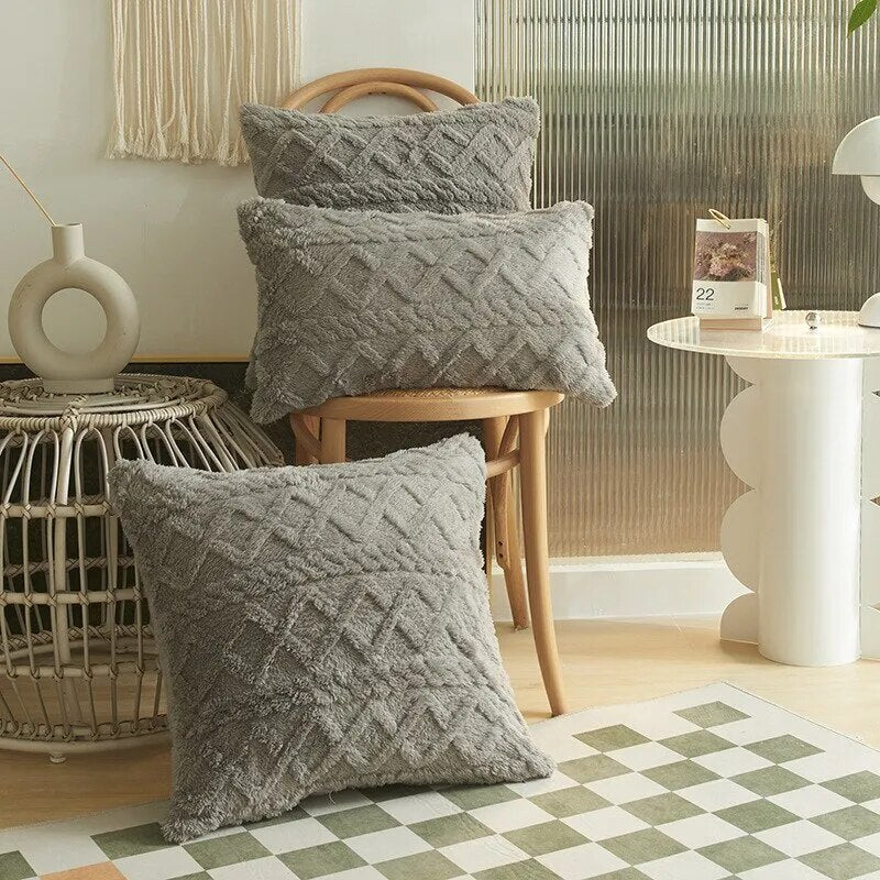 Twist KnittingPlush Pillow Case Vintage Knitted Cushion Cover Simple Cushion Plush Pillow Headboard Back