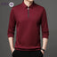 Solid Color Long Sleeve Polo Shirt Fashion Zipper Men's Polo Neck Top Cotton Polo Collar Long Sleeve T-shirt