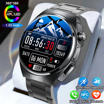 2024 NEW For HUAWEI IOS Sports Smart Watch Men NFC Waterproof TWS 2 in 1 Earphone Heart Rate Bluetooth call Fitness Smartwatches