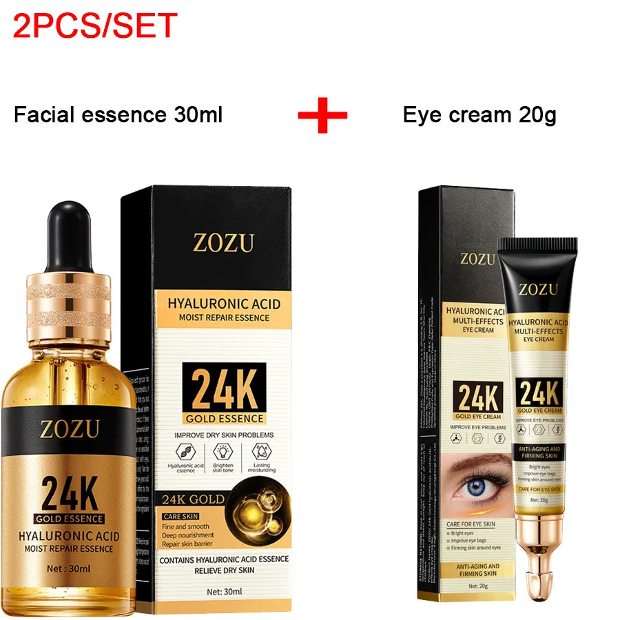 24k Gold Hyaluronic Acid Nicotinamide Face Serum Anti Aging Facial Lifting Collagen Cream Skin Care Whitening Eye Care Cleanser