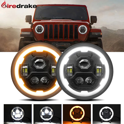 Firedrake R1 7-inch round light Gear Angel Eye Wruma Headlight Jeep Headlight H4 200w 6000k 3500k 130000lm 24v