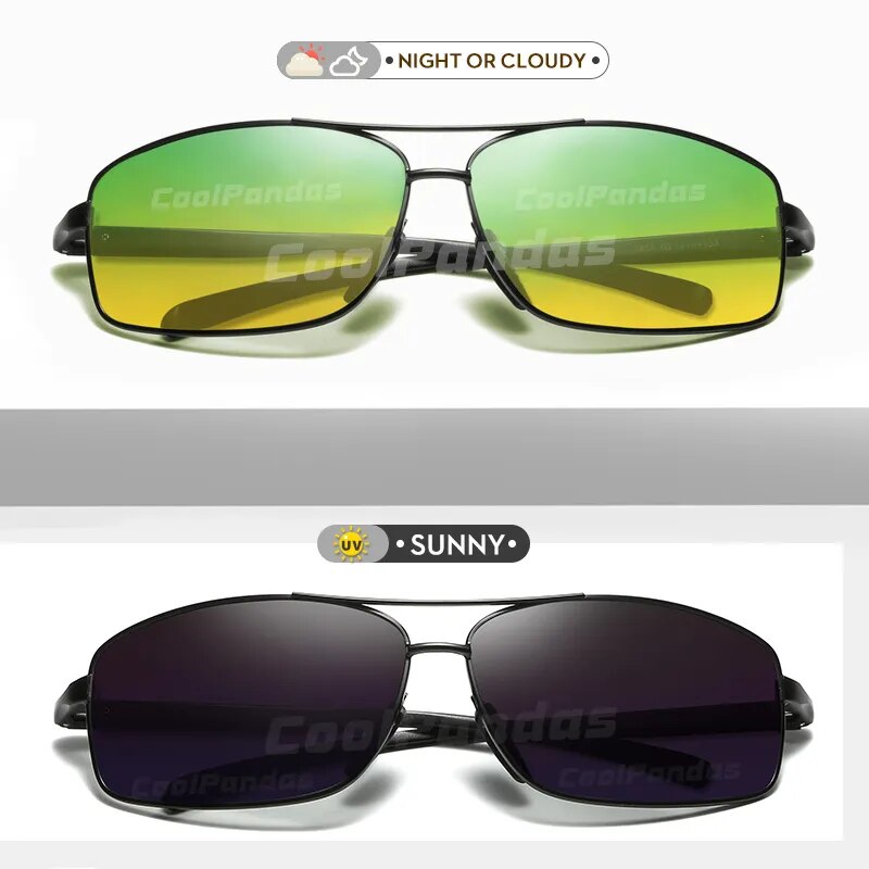 CoolPandas Aluminum Photochromic Sunglasses Men Women Polarized Sun Glasses Chameleon Anti-glare Day Night Driving Oculos de sol