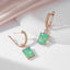 SYOUJYO Square Blue Green Natural Zirconia Dangle Earrings for Women 585 Rose Gold Color Boutique Jewelry Party Wearing