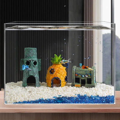 Cartoon Fish Tank Decor Figures Ornaments Simulation Resin Pineapple House Fish Tank Decoration Landscaping Aquarium Accessories