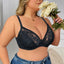 Beauwear Plus Size Bras for Women Floral Lace Underwear with Wire Ultra Thin Lingerie