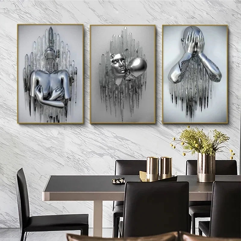 Nordic Abstract Metal Body Art Painting, Modern Home Creative Decoration, Living Room, Bedroom Wall Art Decor